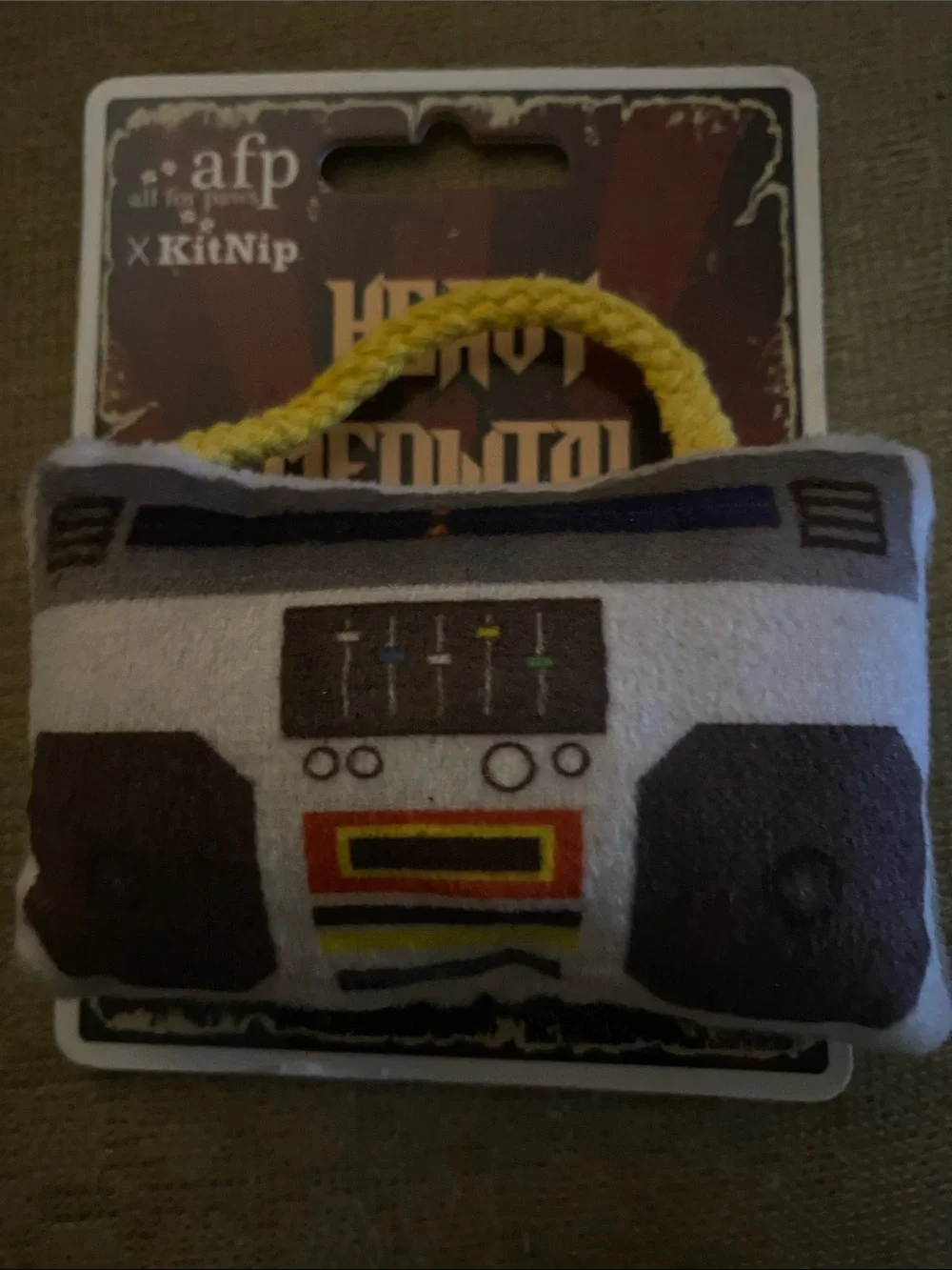 afp KitNip Yellow-Handled Cat Toy Boombox Plush